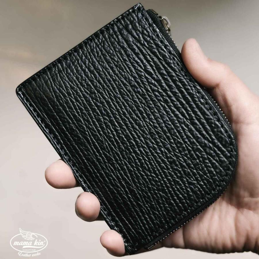 シャークスキン サメ革 栃木レザー エルファスナー 財布 コンパクト