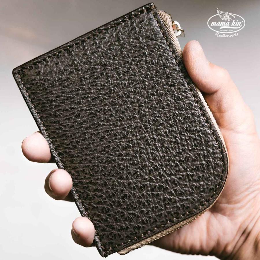 シャークスキン サメ革 栃木レザー エルファスナー 財布 コンパクト
