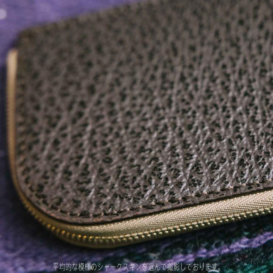 シャークスキン サメ革 栃木レザー エルファスナー 財布 コンパクト
