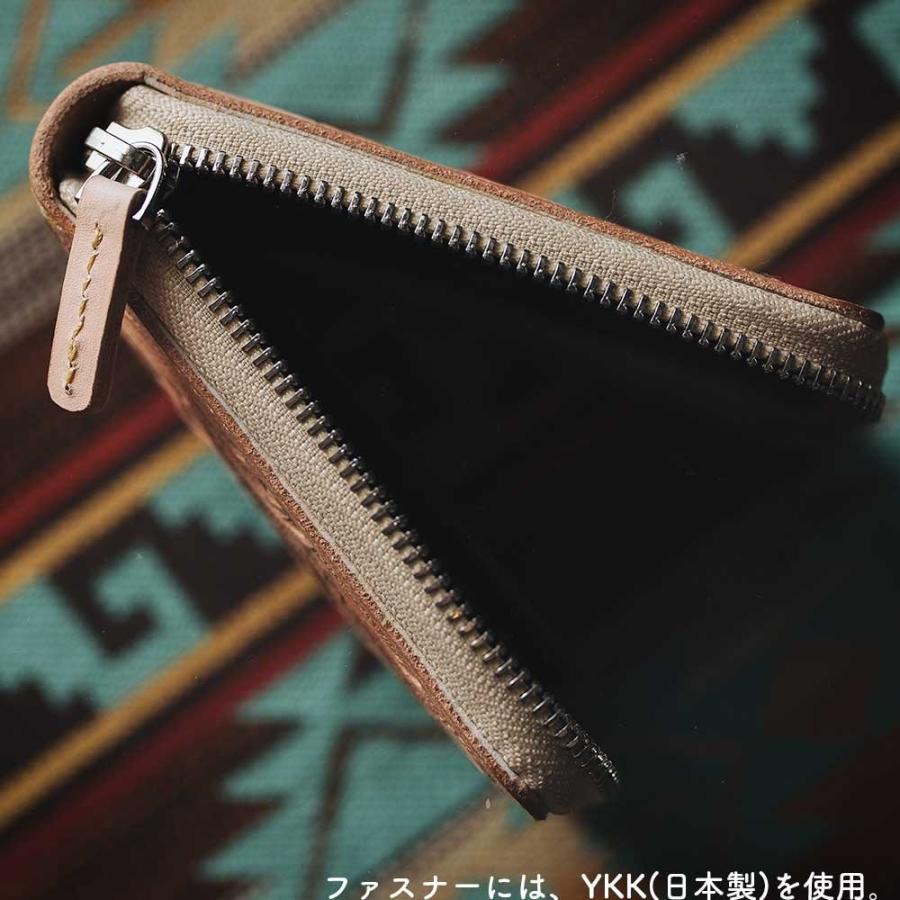 財布 ラウンドファスナー レザーカービング ジッパー ヌメ革 財布 ラウンドファスナー レザーカービング ジッパー ヌメ革