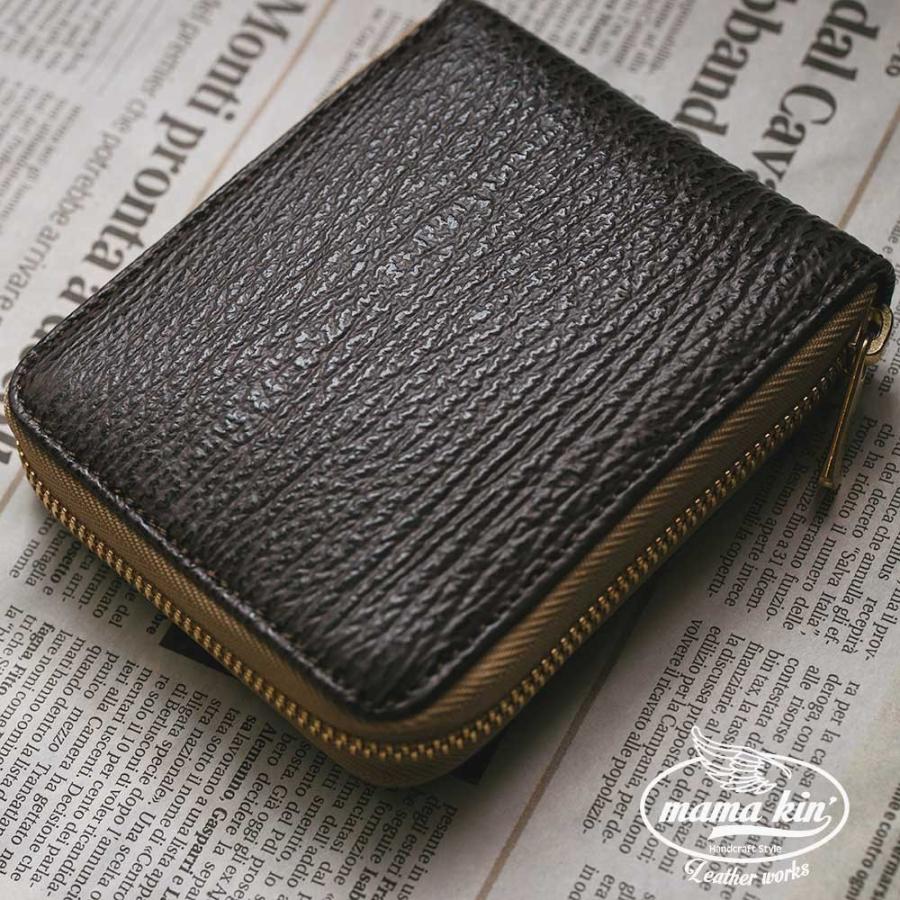 シャークスキン/サメ革/二つ折り財布/ヌメ革/カウレザー/レザー  