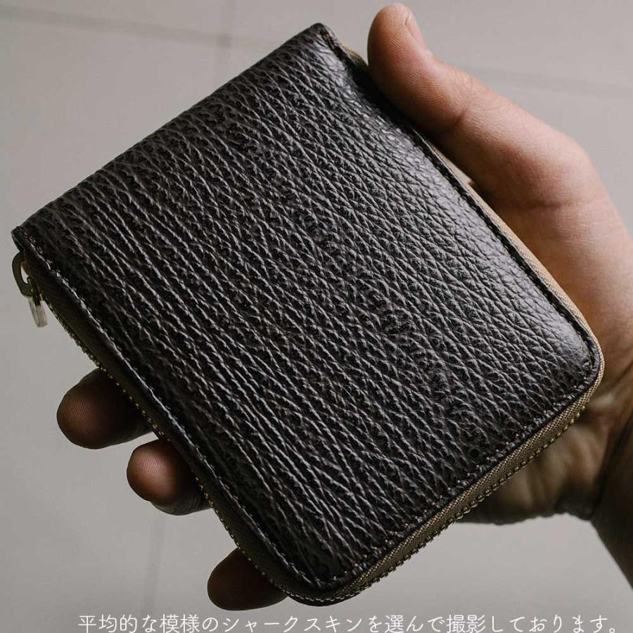 シャークスキン/サメ革/二つ折り財布/ヌメ革/カウレザー/レザー  