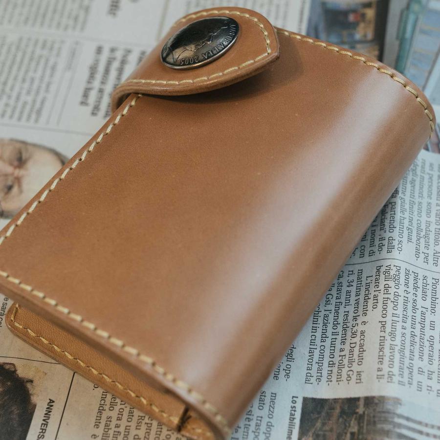 海運堂】二つ折りL字ファスナーウォレット コードバン＆栃木レザー