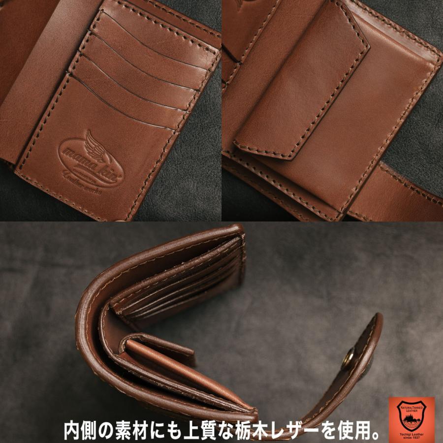 ワニ革 栃木レザー 二つ折り財布 本革 ライダースウォレット