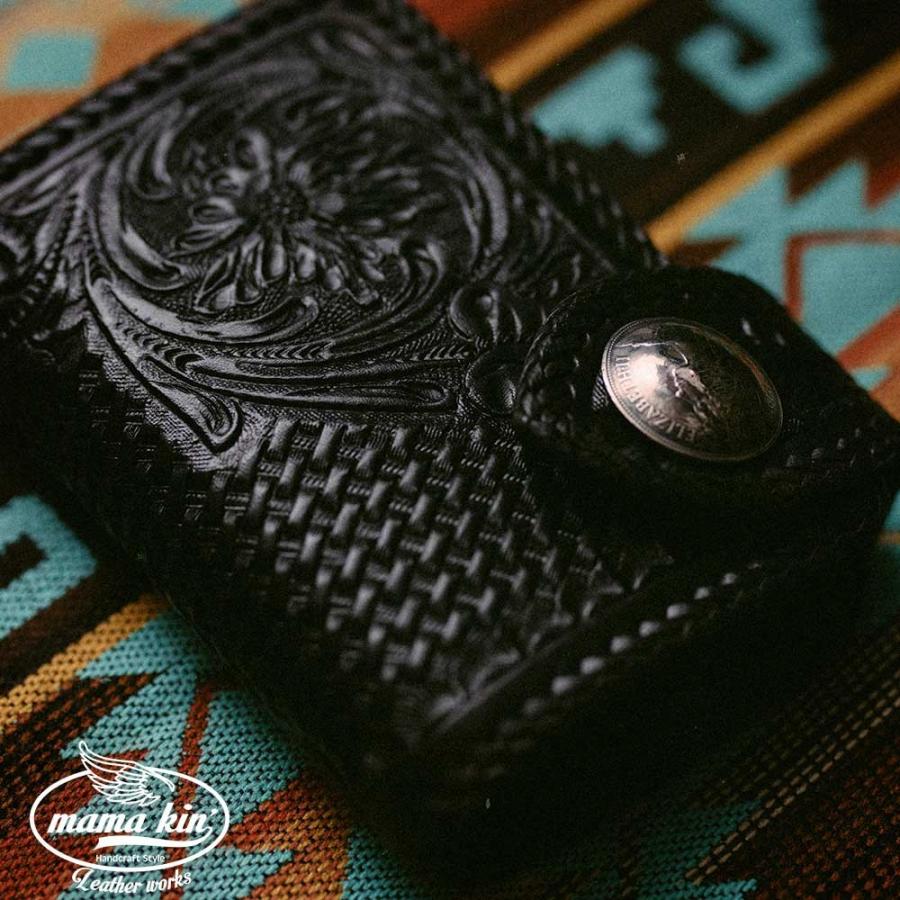 TSTSTS 財布 レザー カービング 黒 ライダース バイカーズ 二つ折り財布/カービングウォレット/バイカーズウォレット/ライダース