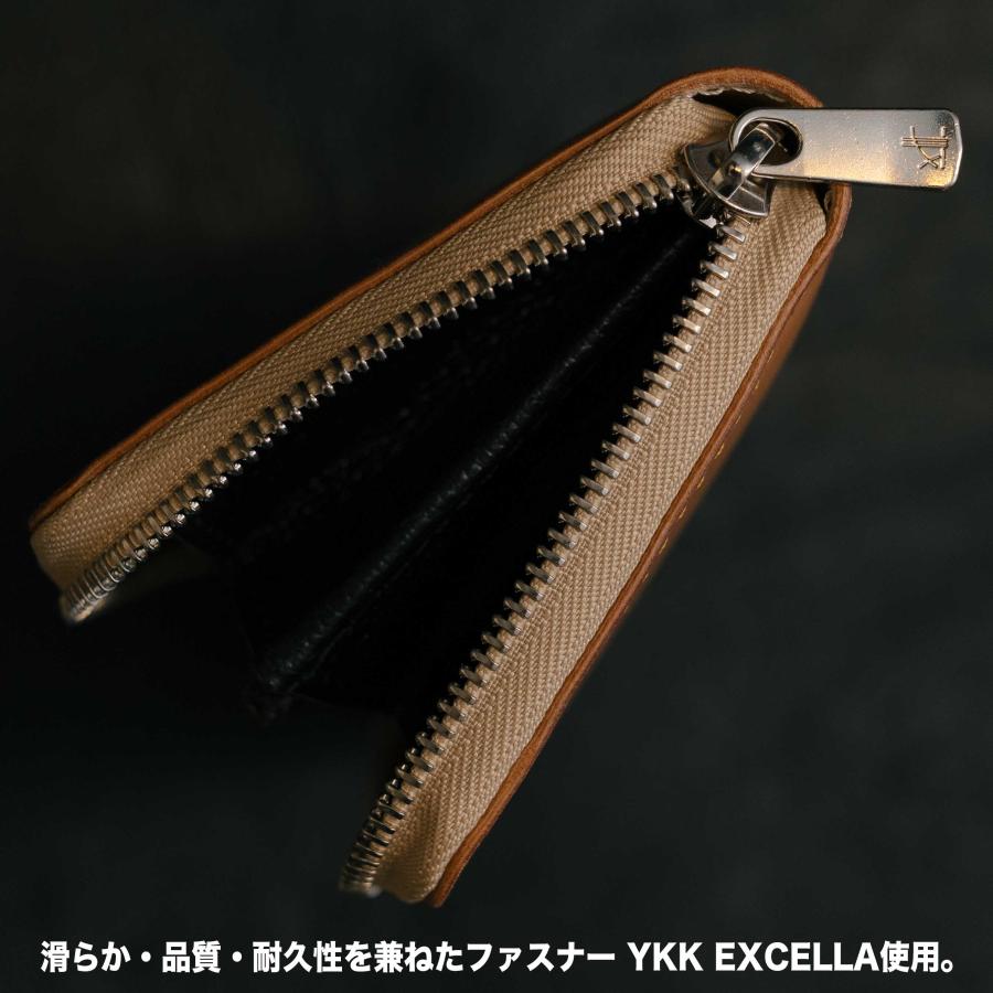 コードバン ラウンドファスナー 長財布 ジッパー 本革 メンズ財布