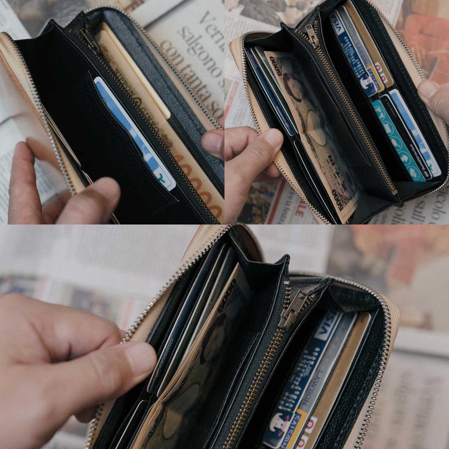 コードバン ラウンドファスナー 長財布 ジッパー 本革 メンズ財布