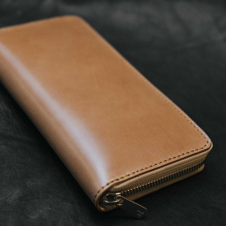 コードバン ラウンドファスナー 長財布 ジッパー 本革 メンズ財布