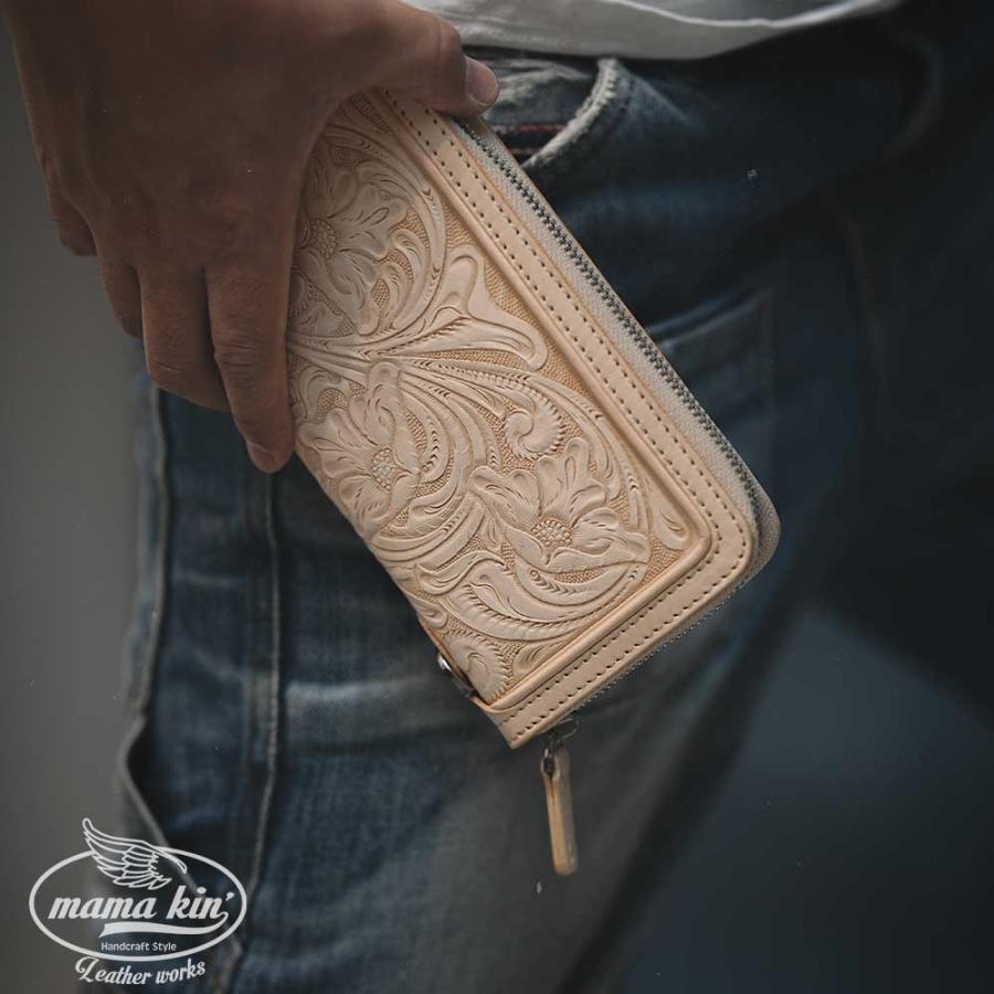 カービングウォレット/レザーカービング/サドルレザー/ヌメ革