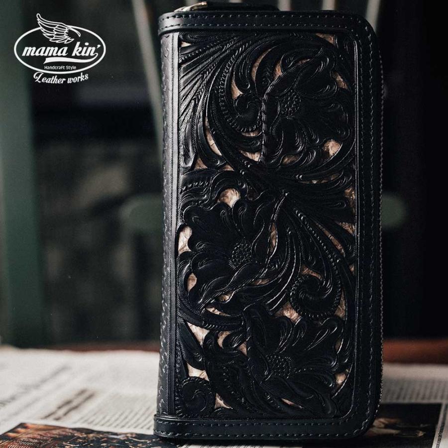 ラウンドファスナー/ジッパー/カービング/パイソン/ライダース