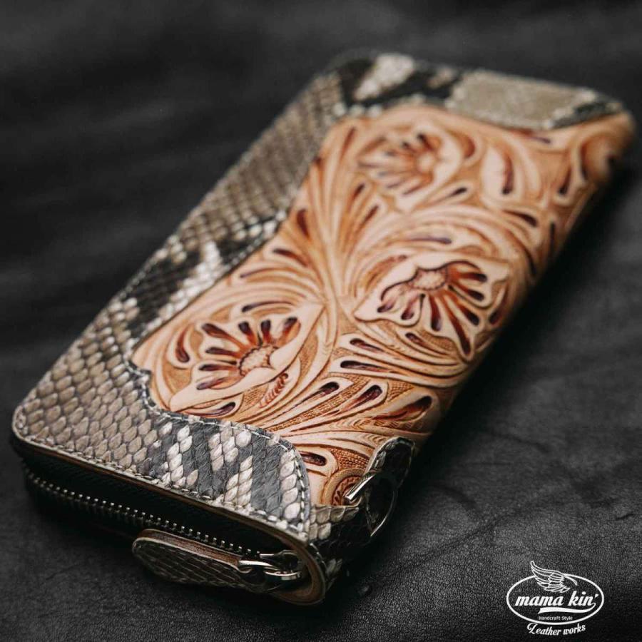 カービングウォレット/ラウンドファスナー/長財布/ジッパー/レザー  