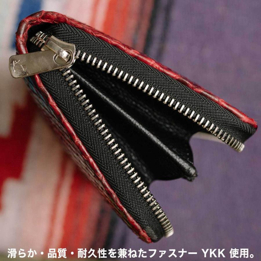 財布 ヘビ革 ラウンドファスナー パイソンレザー ジッパー 本革 レザー  