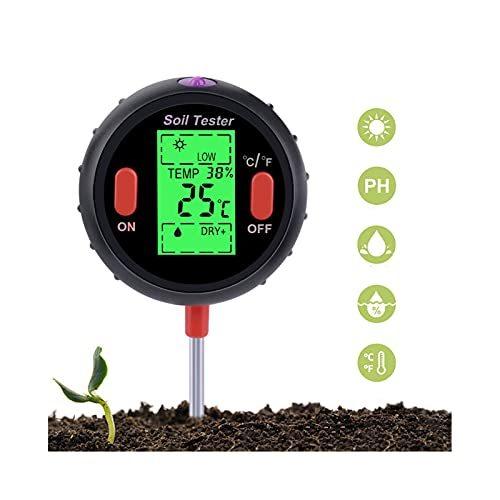土壌検出器、5-in-1土壌酸性度計、日光強度、土壌pH、土壌水分、土壌温度、環境湿度、土壌測定器、多機能検出