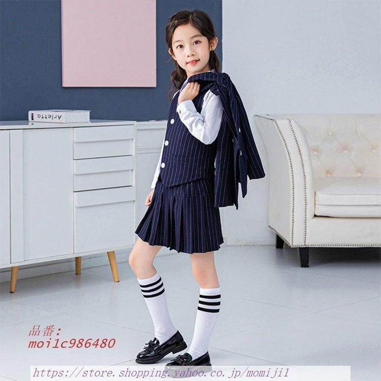 定番 ベスト シャツ 女の子スーツ ダブル ６点セット フォーマル 子供服 女の子 キッズフォーマル 子供スーツ 棒ネクタイ 縦ストライプ ジャケット スカート 靴下 スーツ ブレザー サイズ 100 Www Walnutkitchen Com My