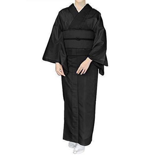 人気ブランド キョウエツ 9 黒 喪服用 L レディース 駒絽生地 無地 単衣