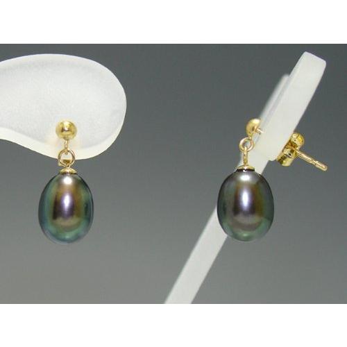 新しいコレクション 淡水真珠6×7.5mm ドロップ型 黒 K18金 ピアス その他インテリア雑貨、小物