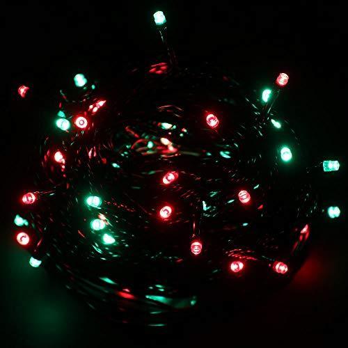 日本限定 LED 600球 ライト ストレート イルミネーション クリスマス / セット (A) 点灯7種類コントローラー 2色ミックス レッド ・ グリーン 60m クリスマスライト