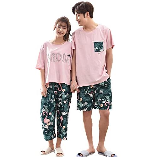 売れ筋ランキングも掲載中 綿100 パジャマ ペアルック 男女4点セット レディース メンズ 南国風 パジャマ 夏 カップル お揃い 半袖 短パ パジャマ