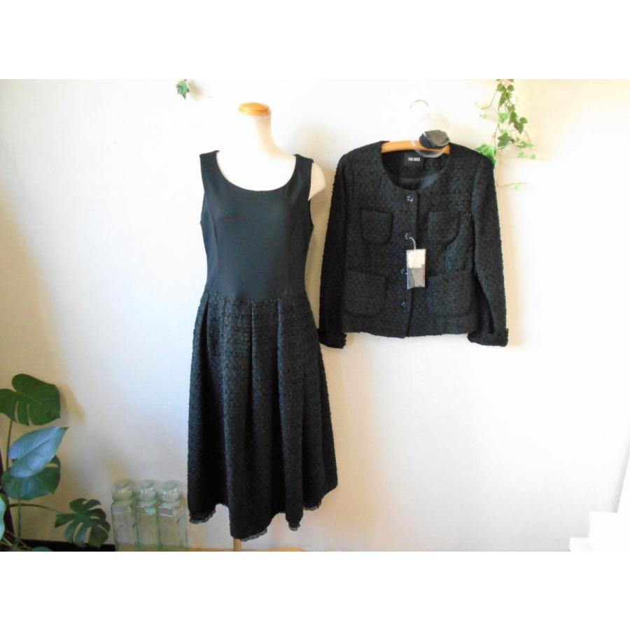 17年 新品 タグ付き 1015円 ピンクハウス Pinkhouse ジャケット ワンピース レディースファッション ワンピース ノーカラー ジャケット セット コサージュ付き M 黒 04 リサイクルマーケットママポケット