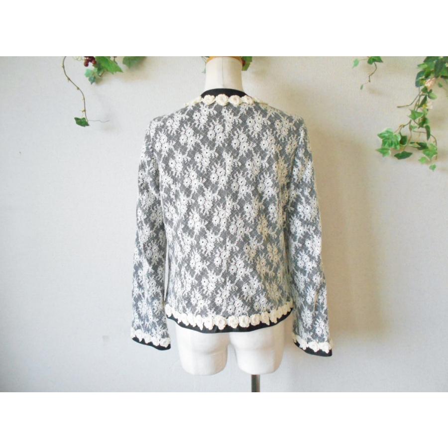 INGEBORG レース付きノーカラージャケット インゲボルグ お花モチーフ