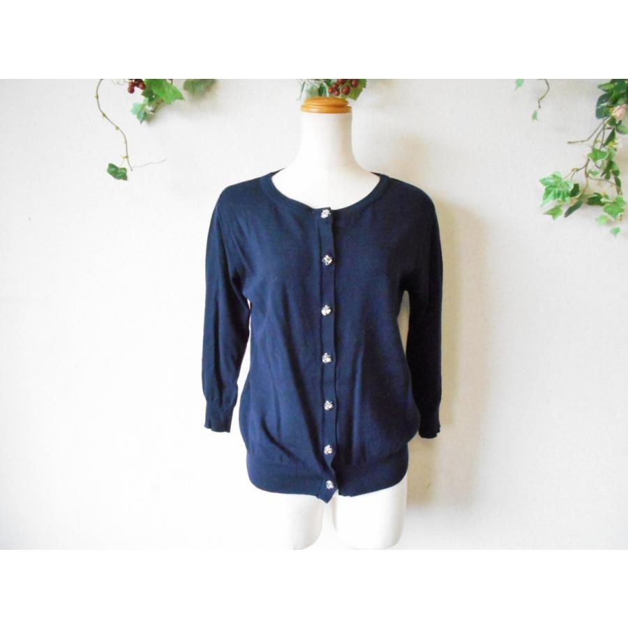 Te chichi テチチ 春夏秋 ビジュー 付き 7分袖 薄手 カーディガン 紺 M  