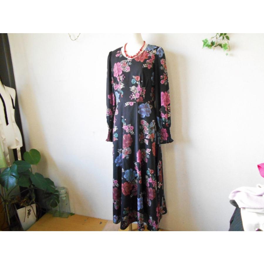 MIIA 美品 ミーア 花柄 の 素敵 な ロング 丈 ワンピース F 