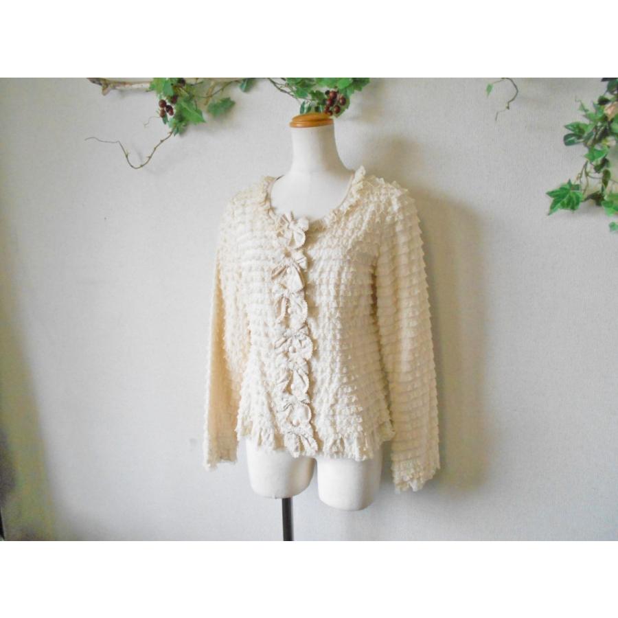 極美品PINKHOUSE 総ピコフリル ローンジャケット カーディガン L