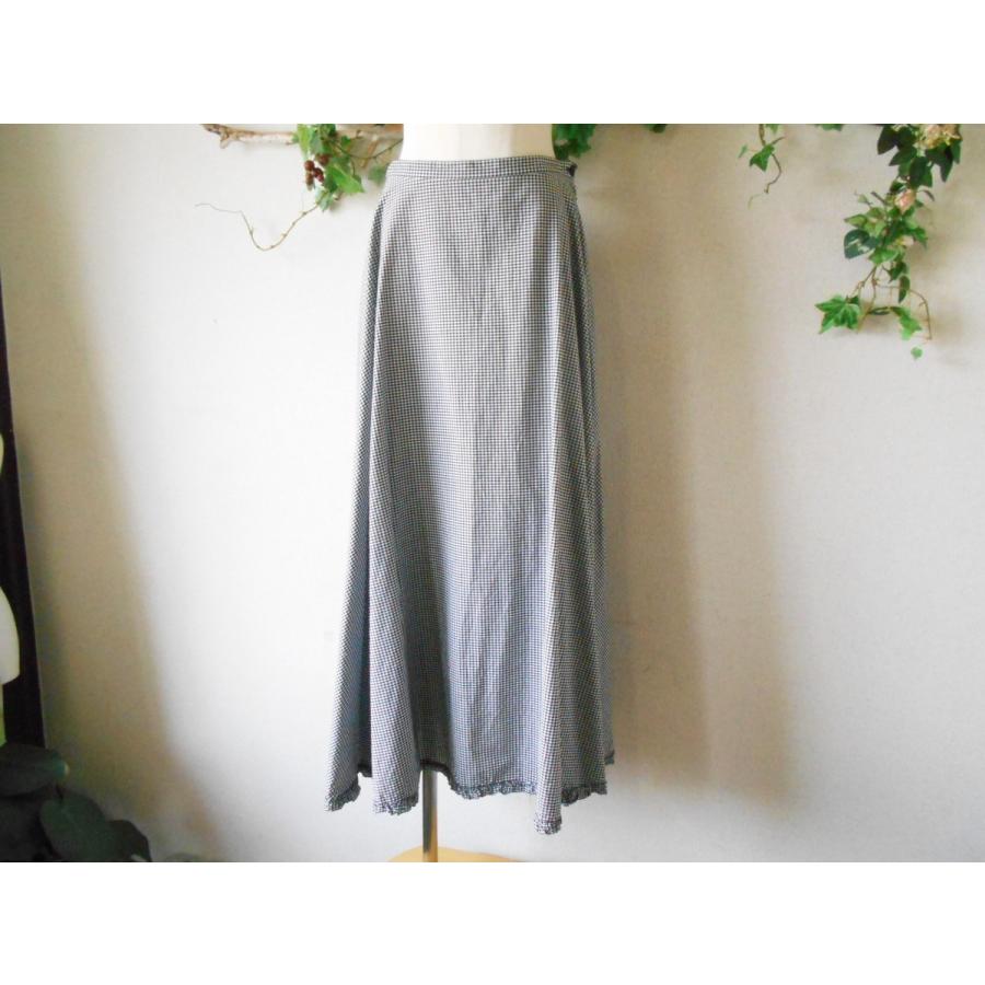 インゲボルグ INGEBORG 裾フ リル の 可愛い ギンガム チェック の フレア スカート M 日本製｜mamapocket4976｜04