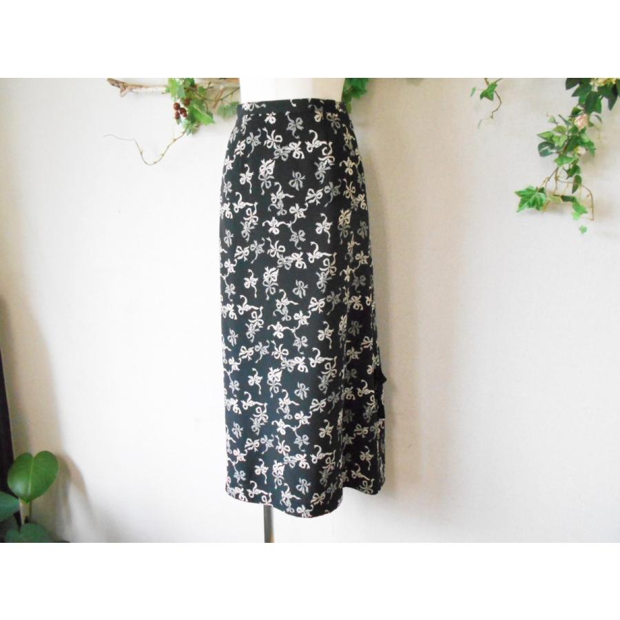 INGEBORG インゲボルグ リボン プリント の 上品 な スカート S  