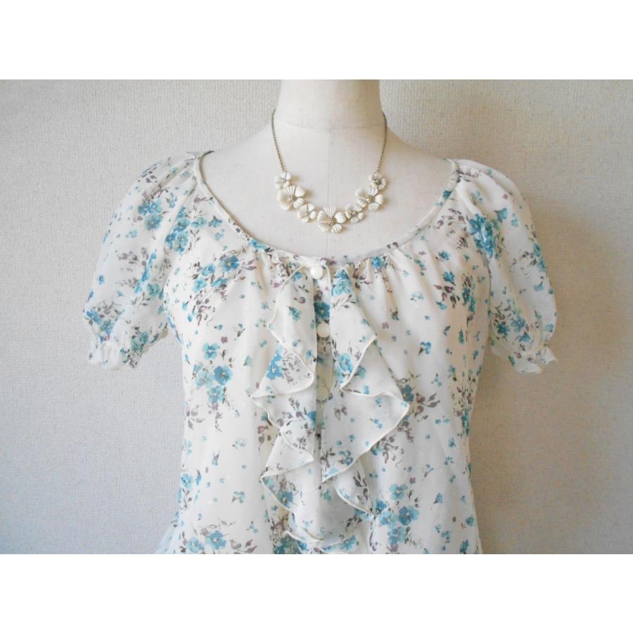 L'EST ROSE シフォンチュニック 半袖 L'EST ROSE レストローズ LEST 花柄 シフォン フリル の 可愛い