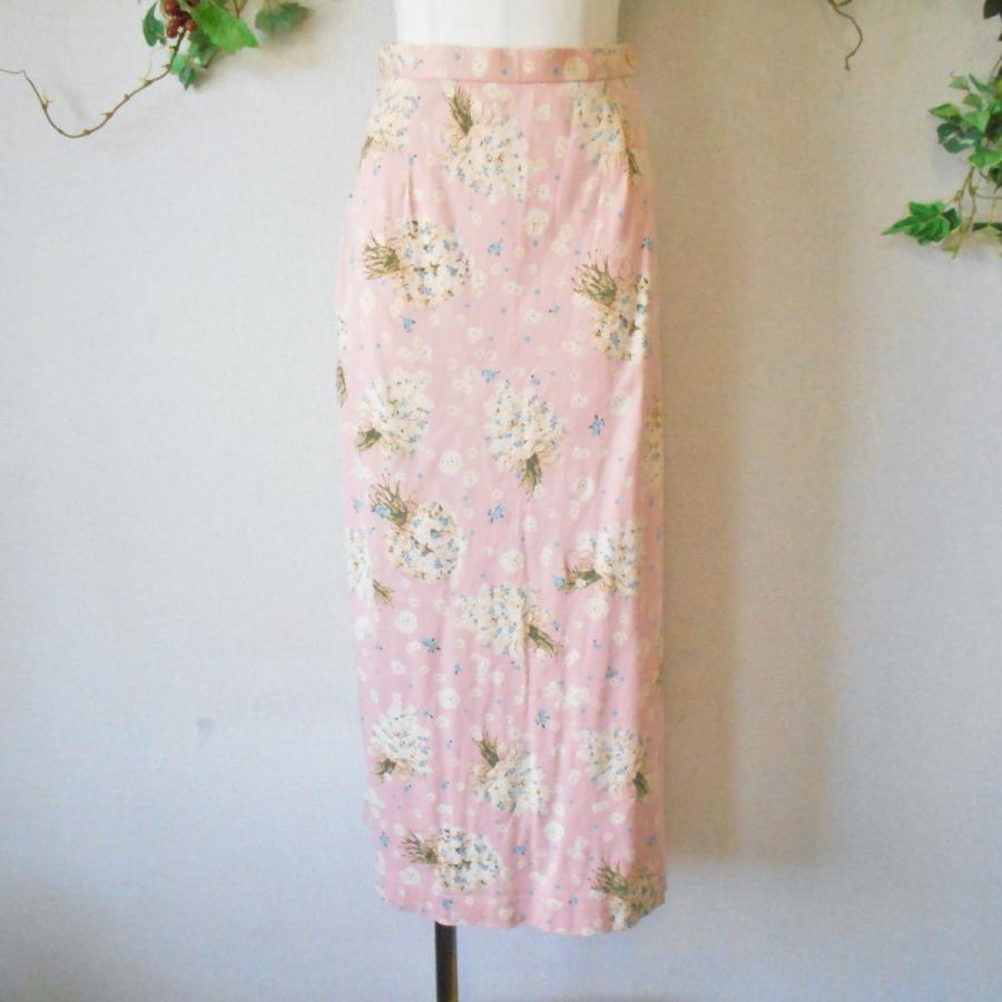 ピンクハウス PINKHOSE 花束 ブーケ プリント の ロング 丈 スカート 
