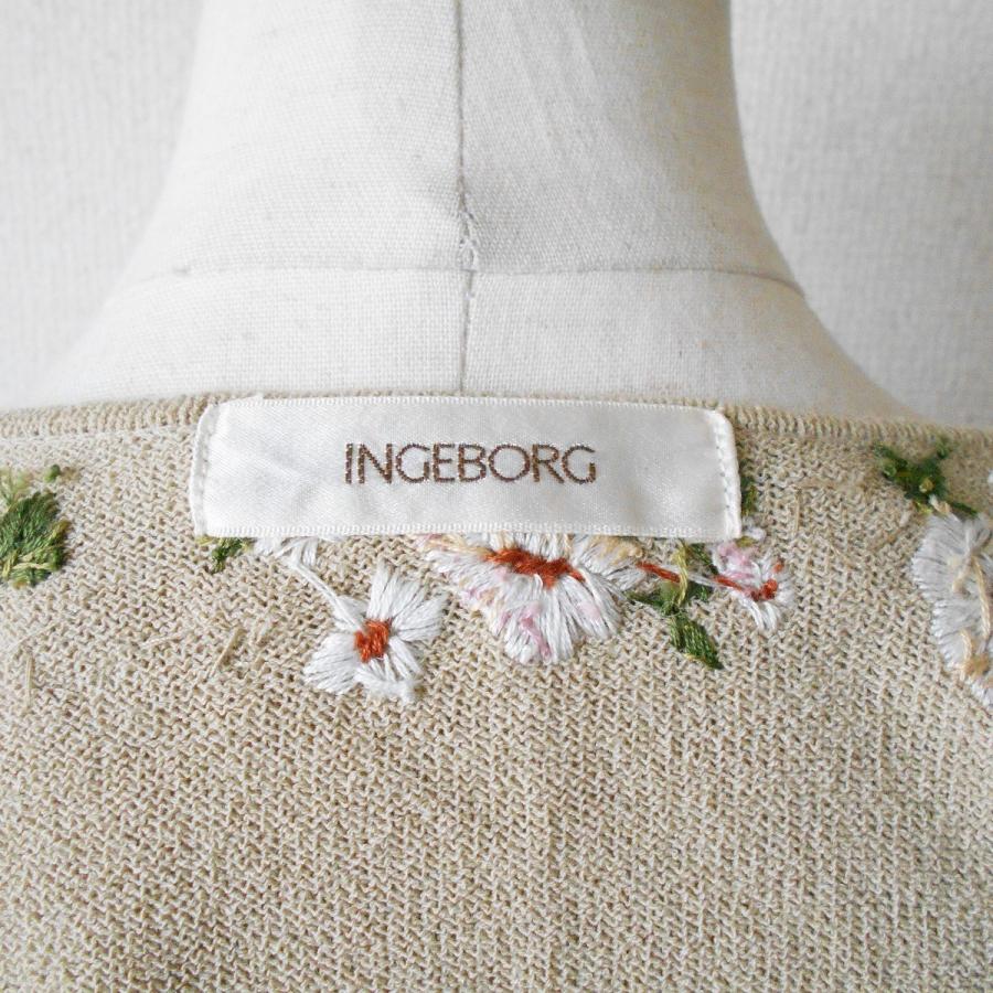 インゲボルグ　半袖セーター&カーディガン　花柄　刺繍 INGEBORG インゲボルグ お花 刺繍 & モチーフ 付き 半袖