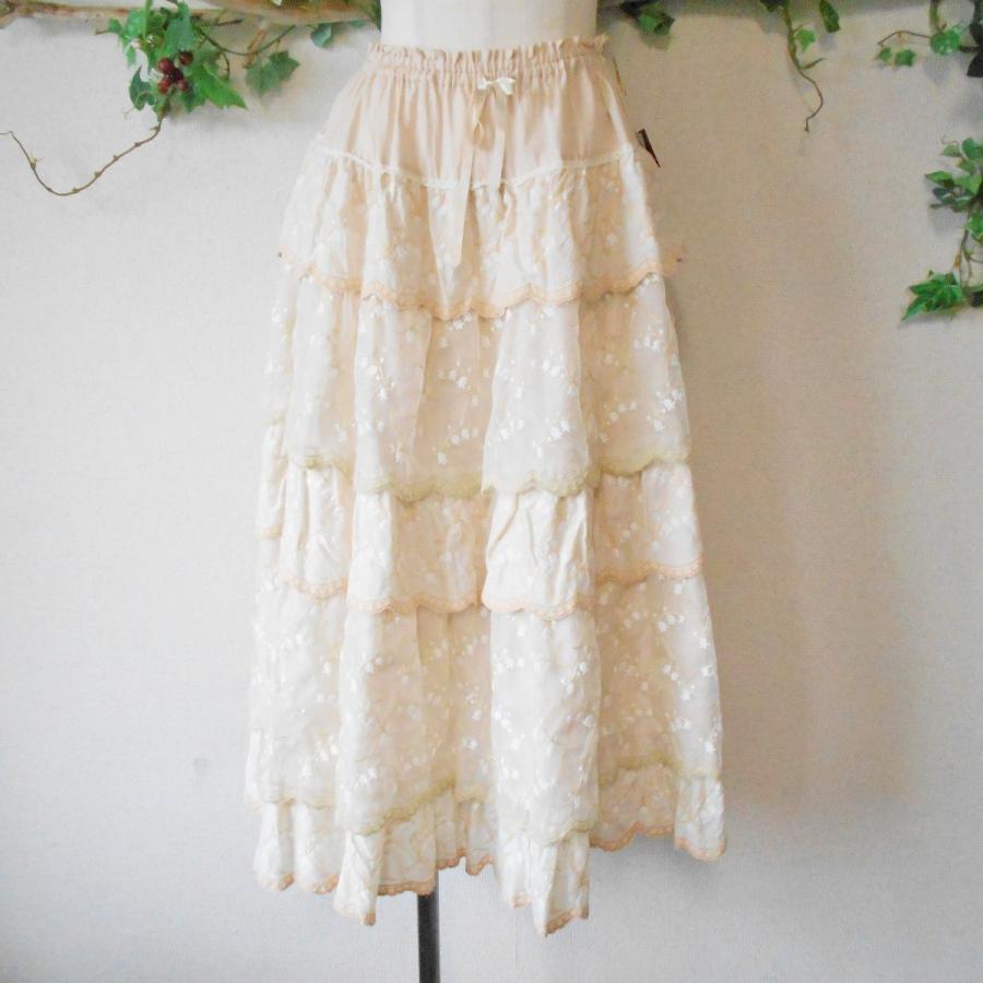 19年 ムック本 掲載 円 ピンクハウス Pinkhouse オーガンジー すずらん レース 段付き スカート Antoniodomingo Es