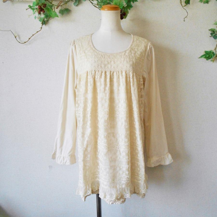 2013年 ピンクハウス PINKHOUSE 刺繍 入り チュール の 素敵 な 長袖 