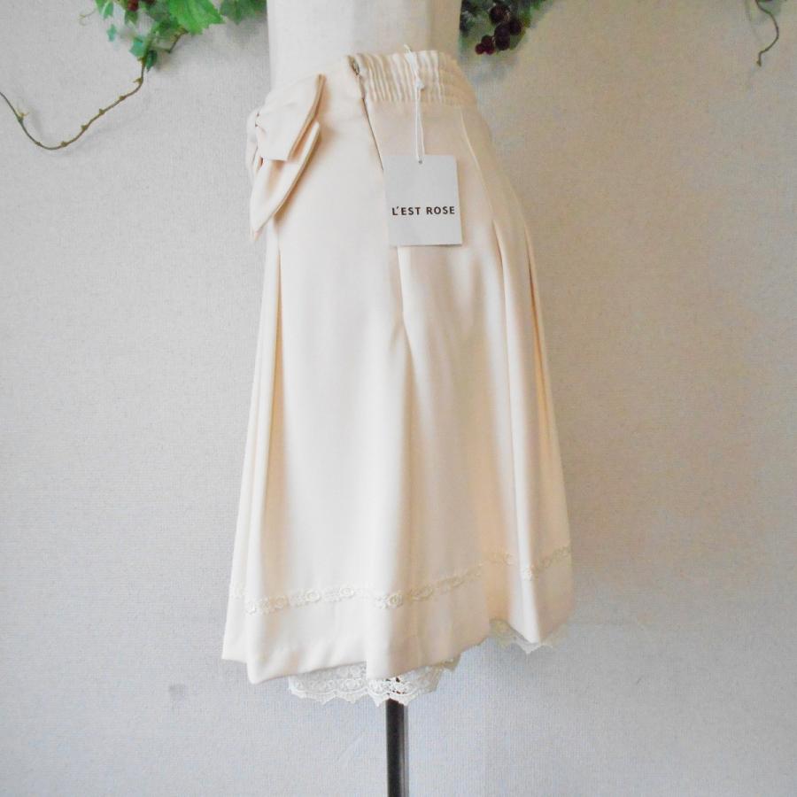 新品 タグ付 12810円 レストローズ LESTROSE リボン 付 裾 レース の  