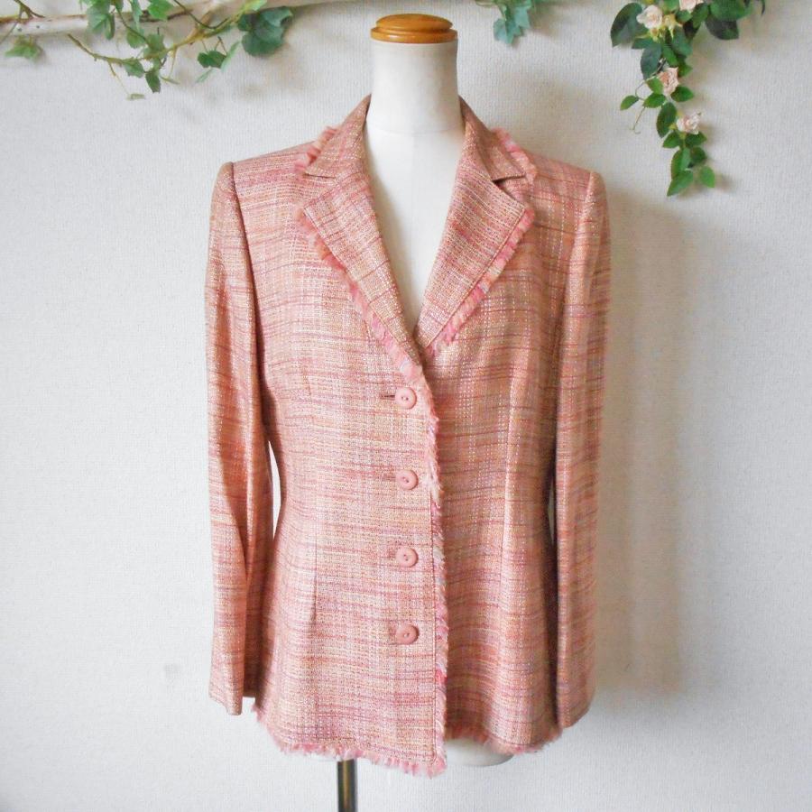 美品 レリアン Leilian 春夏 向き フリンジ 使用 ４つボタン