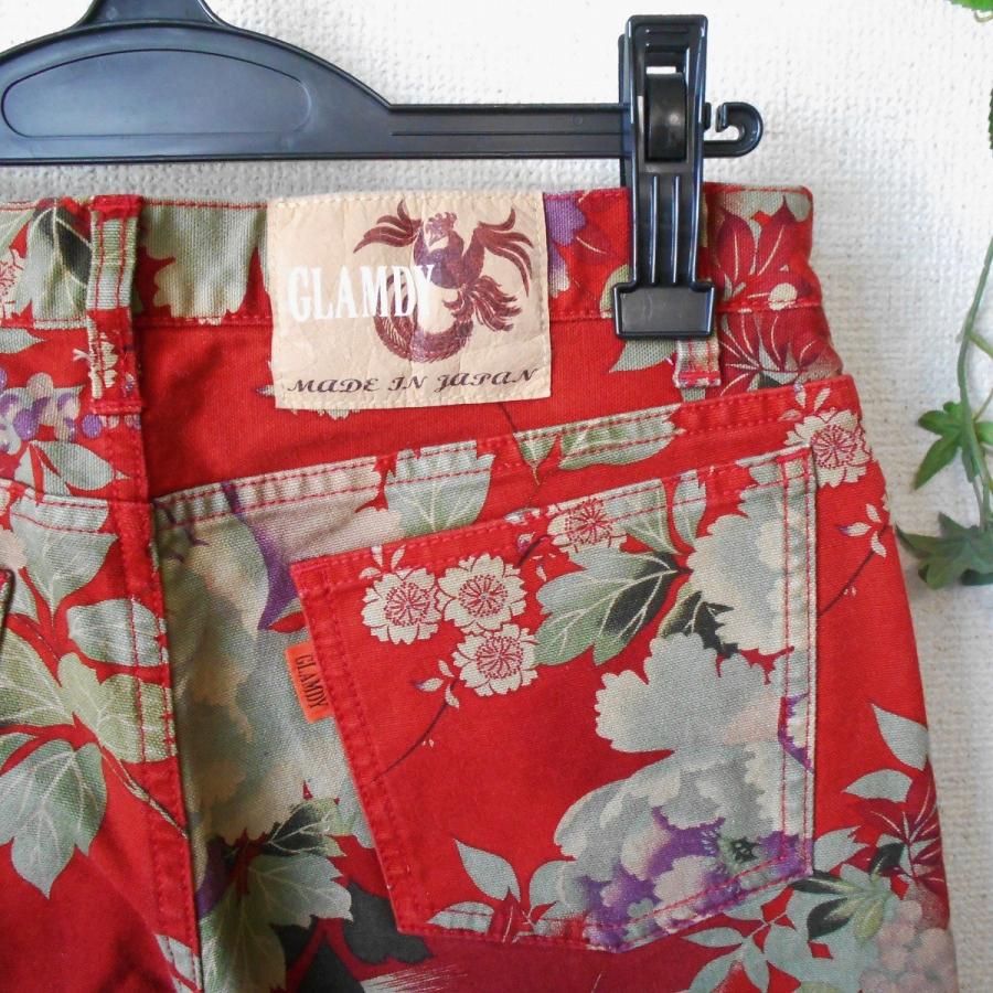 美品 男女兼用 グラムディ GLAMDY 和柄 総柄 ストレッチ 入り パンツ 3