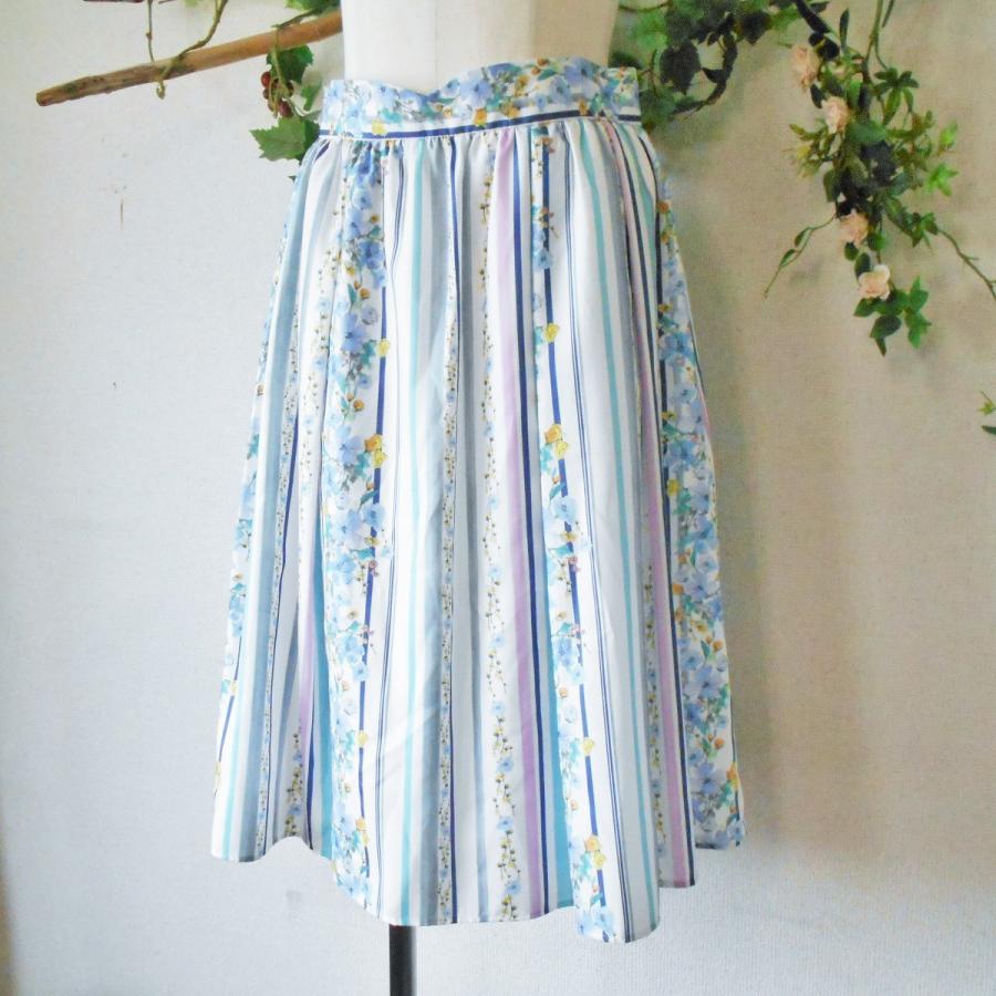 LAISSE PASSE 美品 レッセパッセ 春夏 向き 花柄 ストライプ の