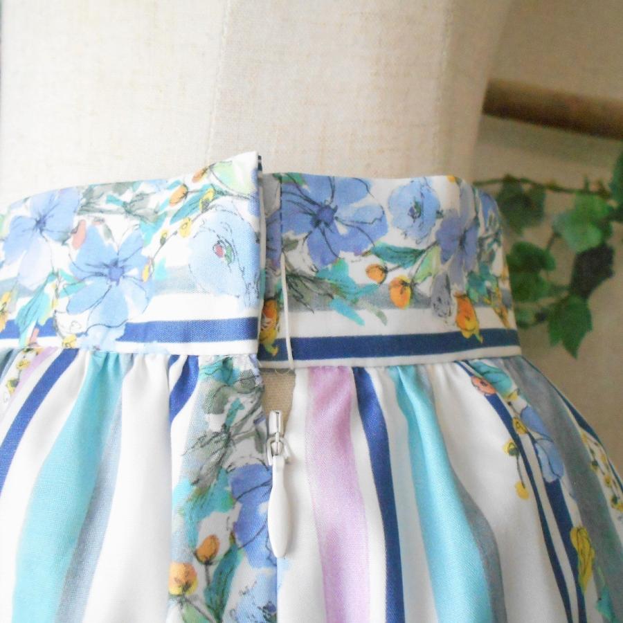 LAISSE PASSE 美品 レッセパッセ 春夏 向き 花柄 ストライプ の