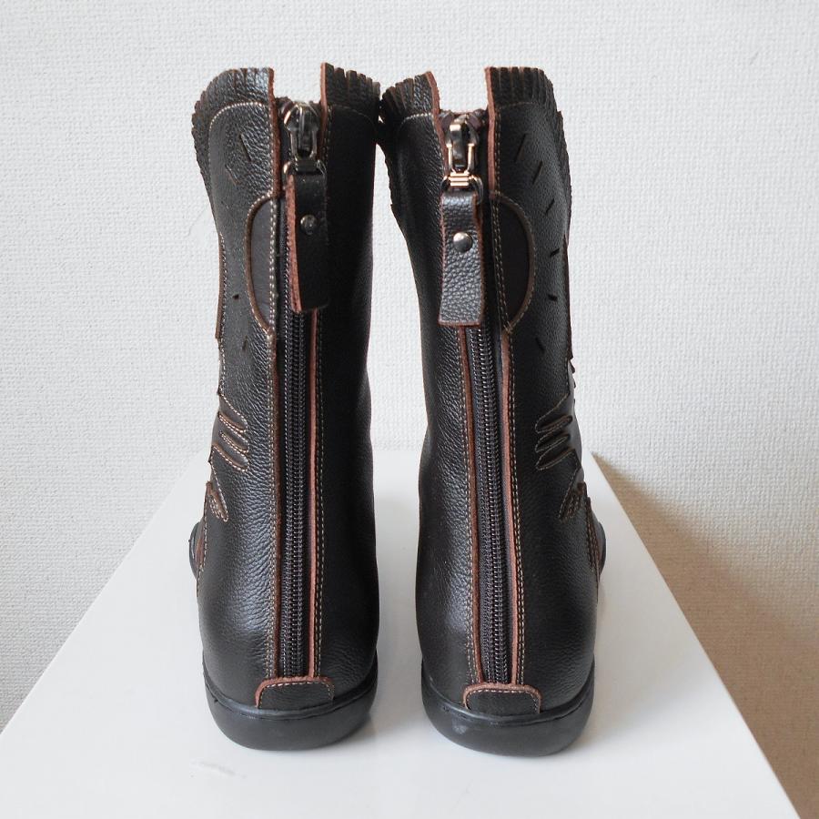 センソユニコt.b. 黒 レザー 穴あきデザイン ブーティサイズ24.5