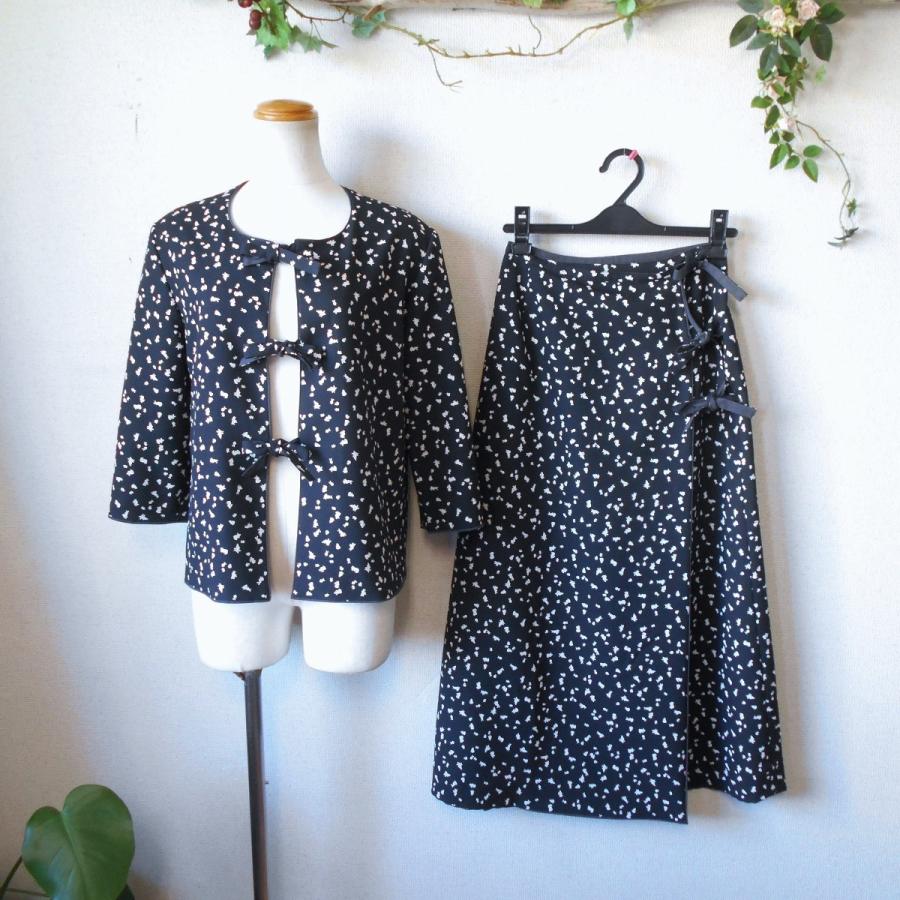 INGEBORG インゲボルグ ノーカラー ジャケット & 巻き スカート 上下 