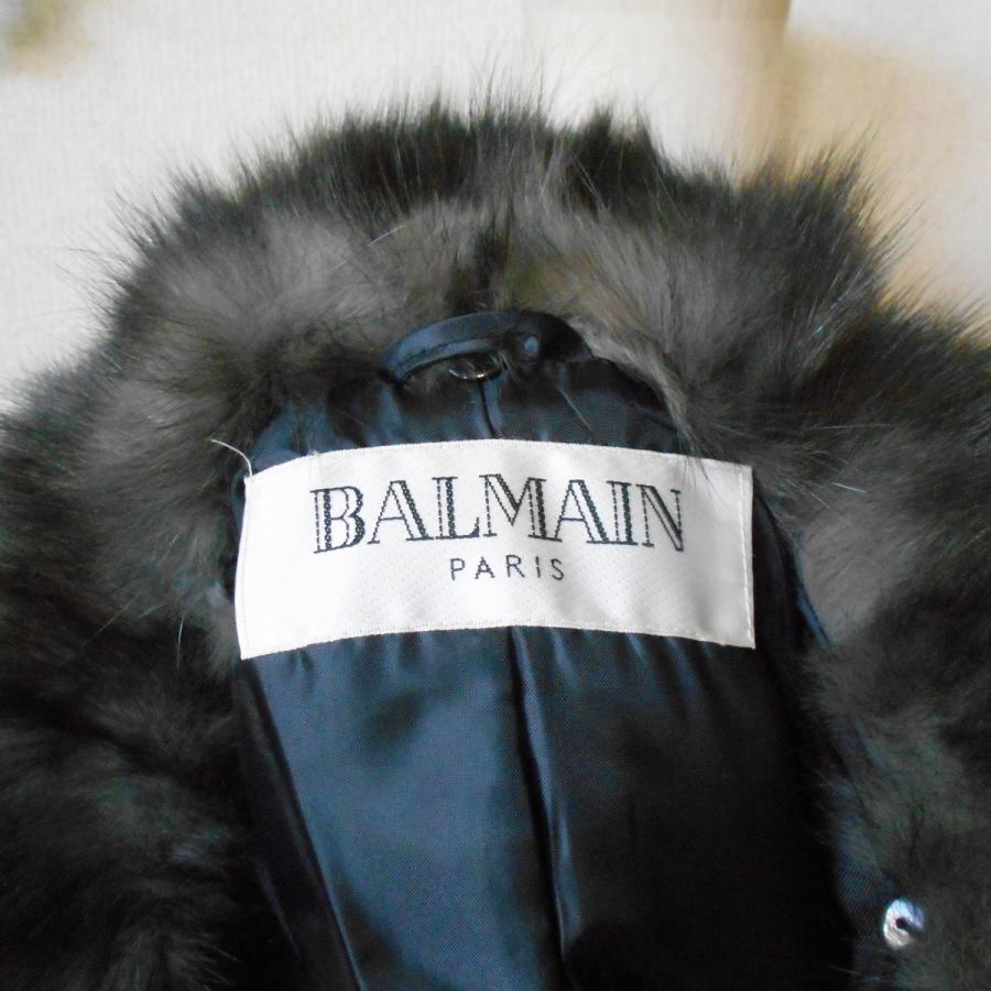 BALMAIN 美品 バルマン シルク 100% セーブル ファー 使用 レディース 