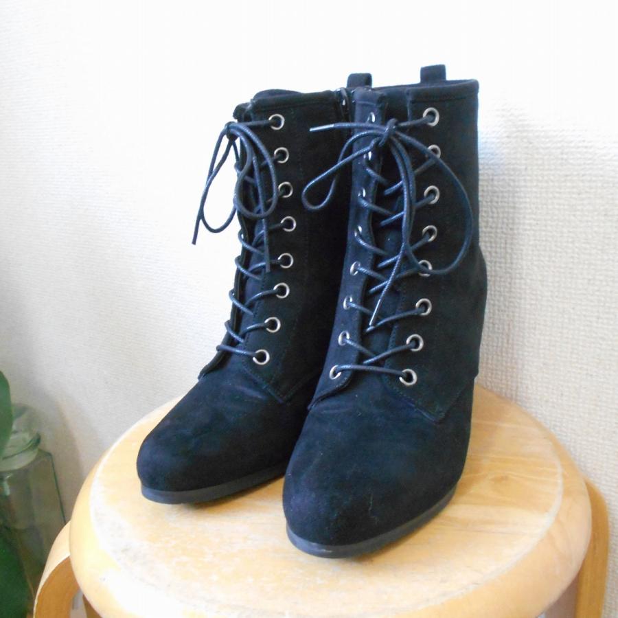 ジェリービーンズ Jelly Beans スエード 風 レースアップ の 可愛い ショート ブーツ 黒 M 13 06 リサイクルマーケットママポケット 通販 Yahoo ショッピング