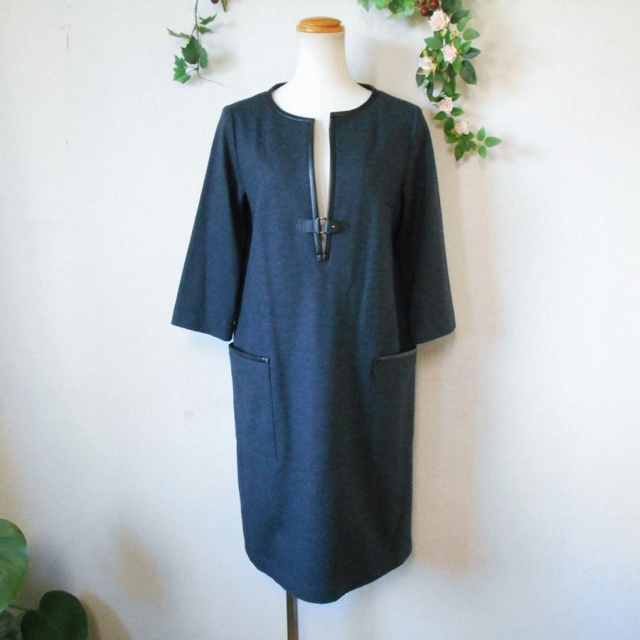 美品 自由区 ジユウク オンワード樫山 秋冬 向き ウール 100  