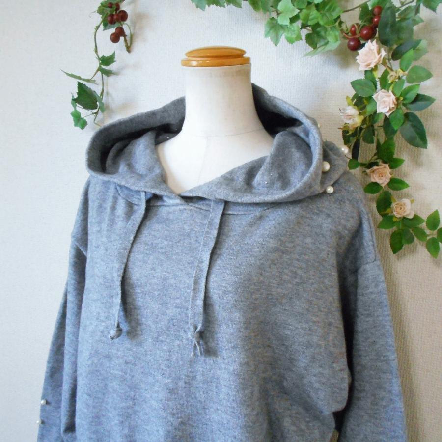 ZARA 美品 ザラ ニット KNIT パール ビジュー の 可愛い フード ZARA 美品 ザラ ニット KNIT パール ビジュー の 可愛い フード