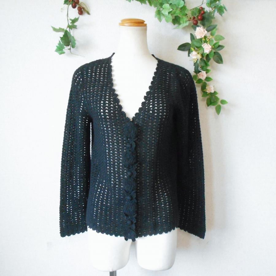 KANEKO ISAO カネコイサオ花モチーフモヘヤ混カーディガン