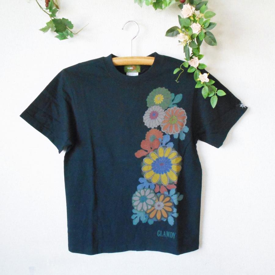 美品 売れ筋商品|||グラムディ GLAMDY 男女兼用 和柄 プリント 半袖 Ｔシャツ カットソー 黒 S