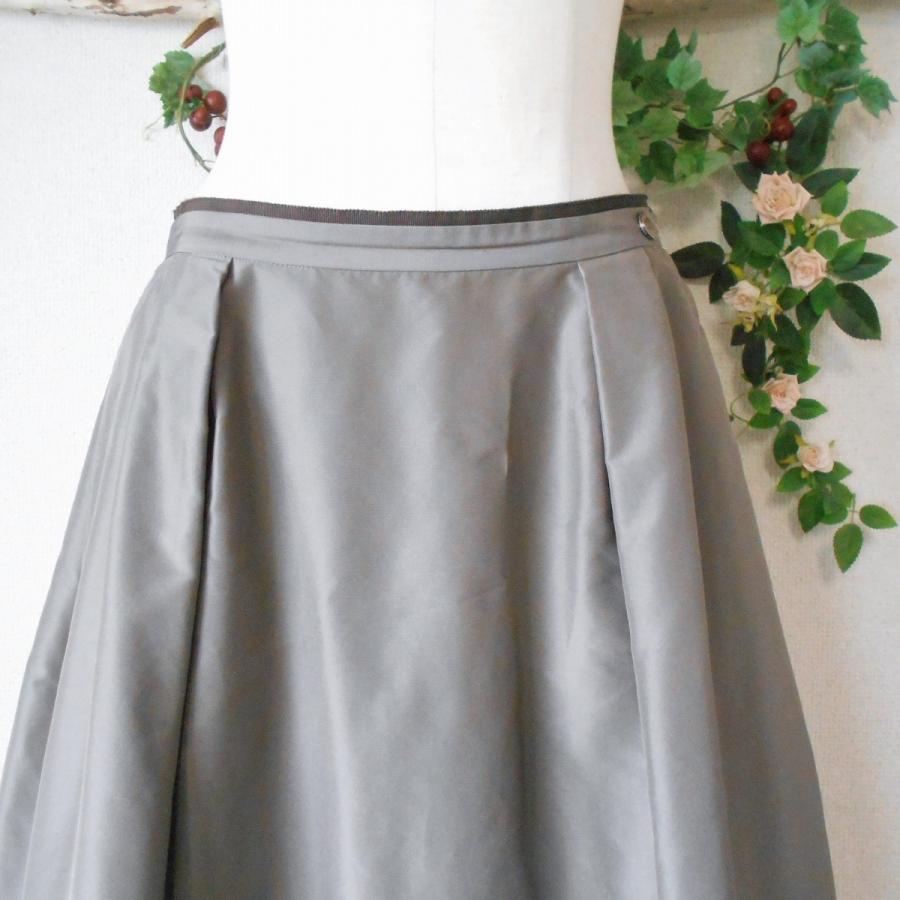 フォクシー FOXEY 絹 シルク 100% タック フレア スカート 日本製 40  