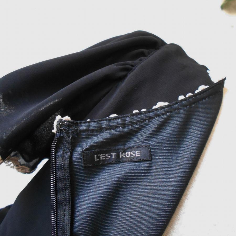 【新品】L'EST ROSE キャミワンピース レース 黒 L'EST ROSE レストローズ LEST 裾 レース & 刺繍 の 可愛い