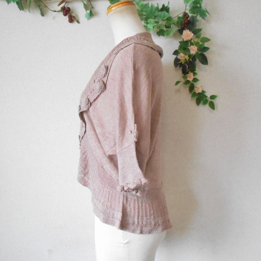 インゲボルグ INGEBORG 麻 混 お花 モチーフ の 可愛い 5分袖